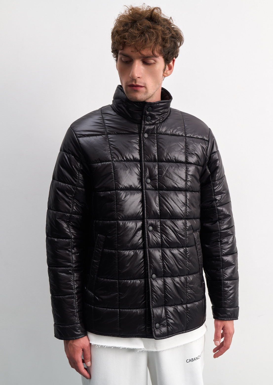 Men s black color quilted glitter jacket